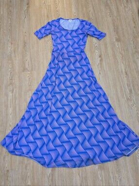 Lularoe Ana Blue and Purple Patterned Women's Maxi Dress